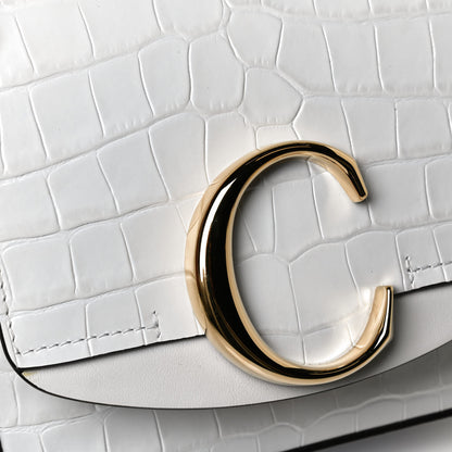 Chloe Calfskin Crocodile Embossed Mini C Double Carry Brilliant White 11 of 12