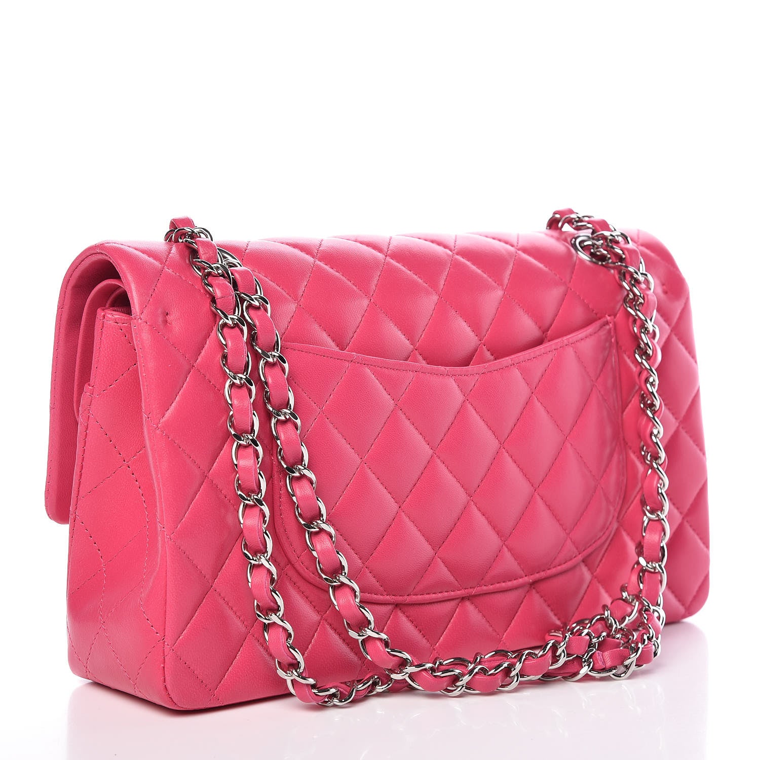 Chanel Lambskin Quilted Medium Double Flap Dark Pink 4 of 13