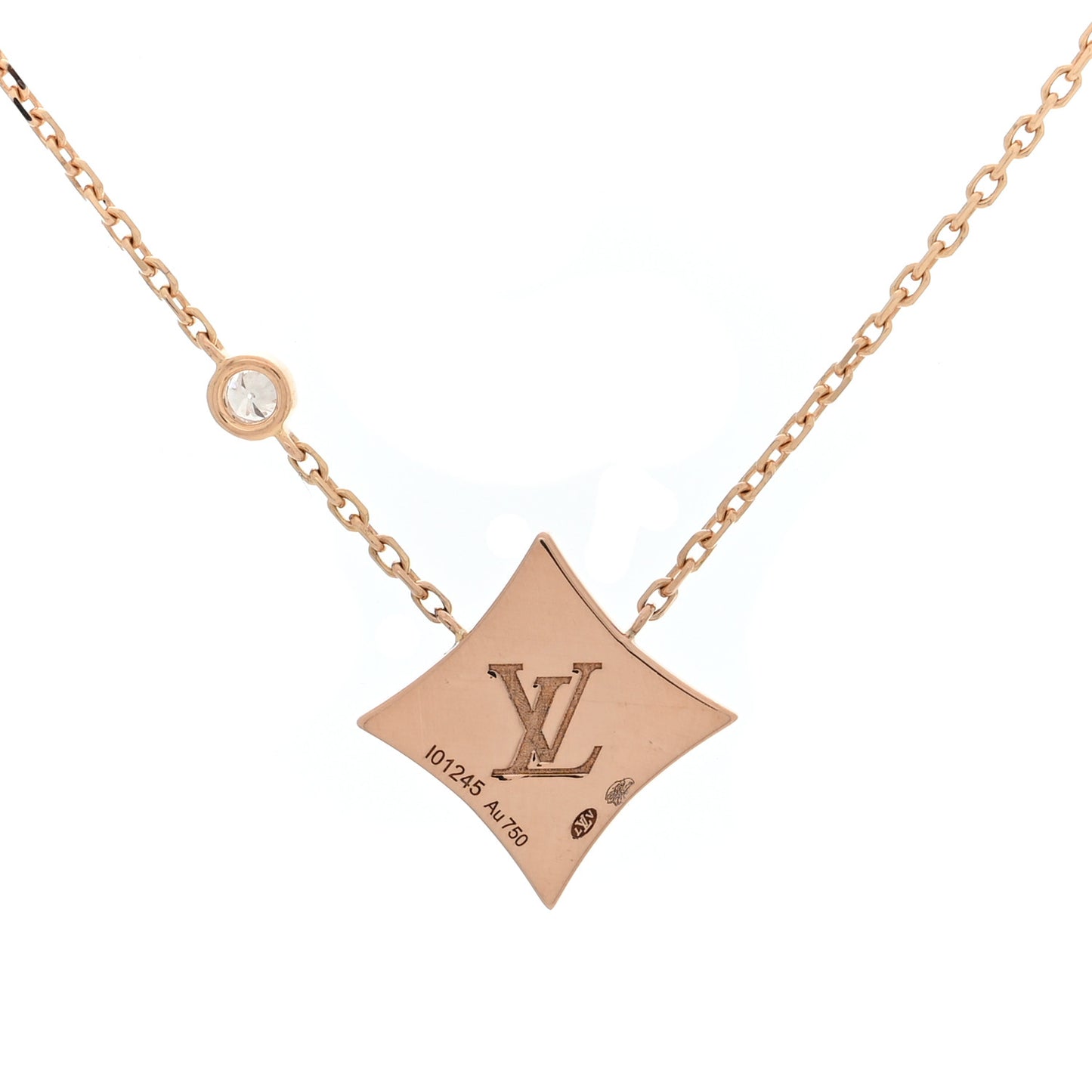 18K Pink Gold Diamond Mother of Pearl Color Blossom BB Star Pendant Necklace