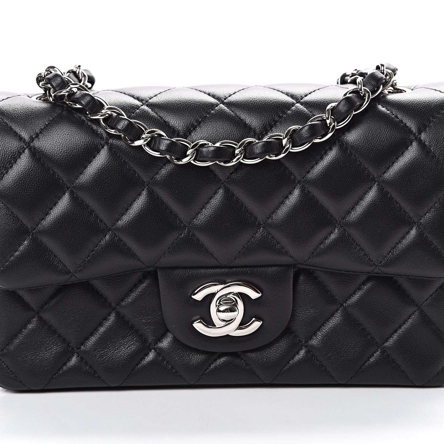 Lambskin Quilted Mini Rectangular Flap Black