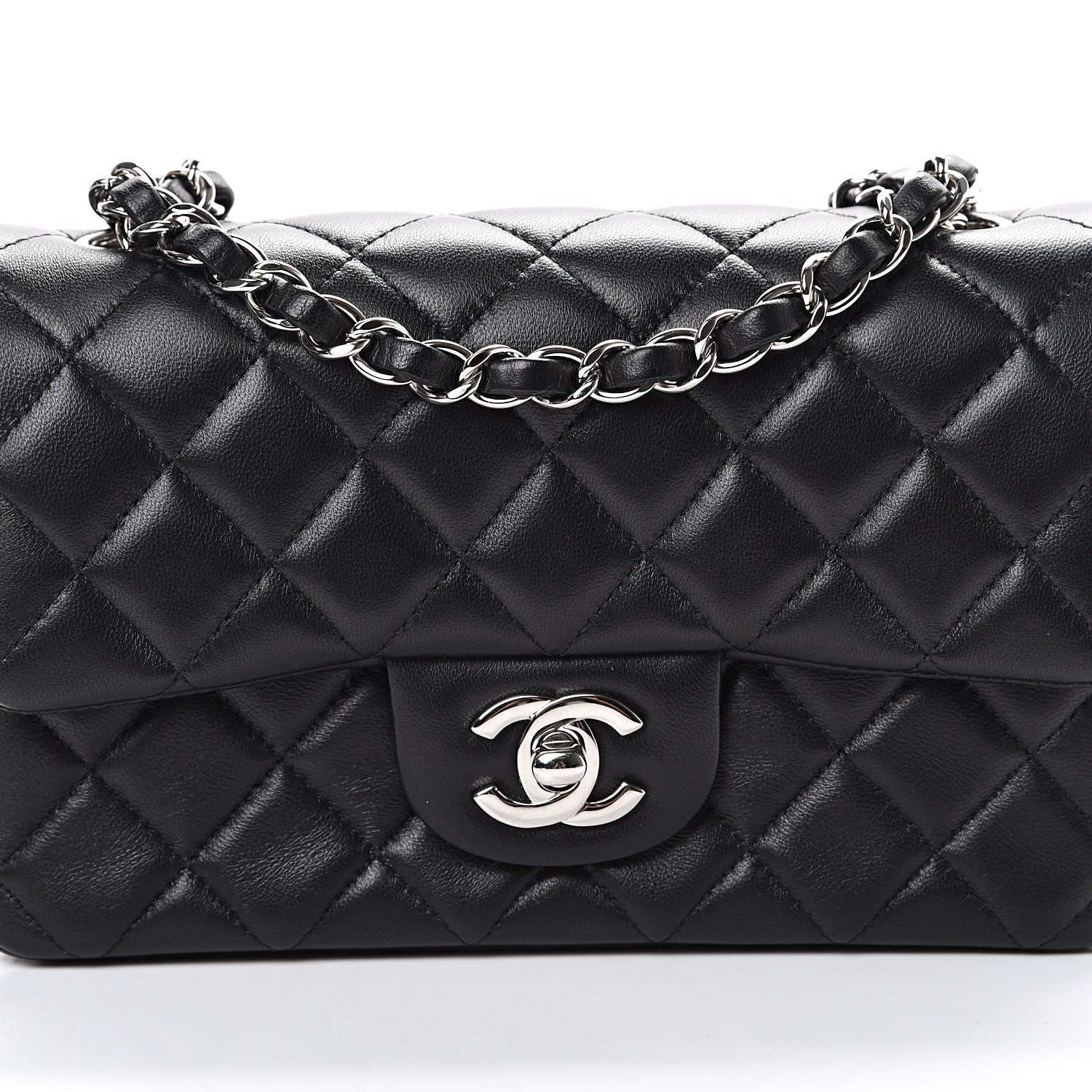 Chanel Lambskin Quilted Mini Rectangular Flap Black 8 of 12