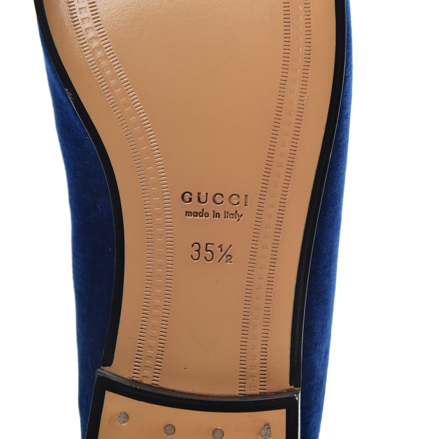 Gucci Velvet Horsebit Womens Jordaan Loafers 35.5 Blue Cobalt 8 of 10