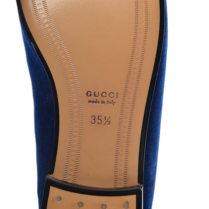 Gucci Velvet Horsebit Womens Jordaan Loafers 35.5 Blue Cobalt 8 of 10