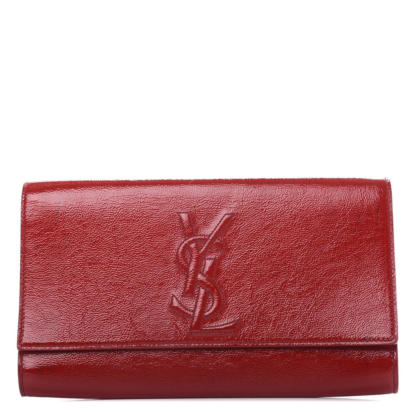 Textured Patent Monogram Large Belle De Jour Clutch Red