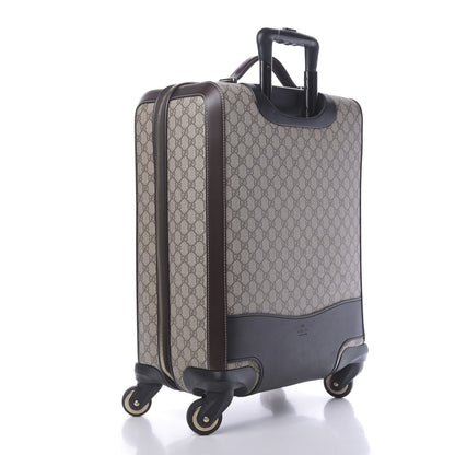 Gucci GG Supreme Monogram Selleria Calfskin Four Wheel Carry On Suitcase Beige Ebony Cocoa 2 of 11