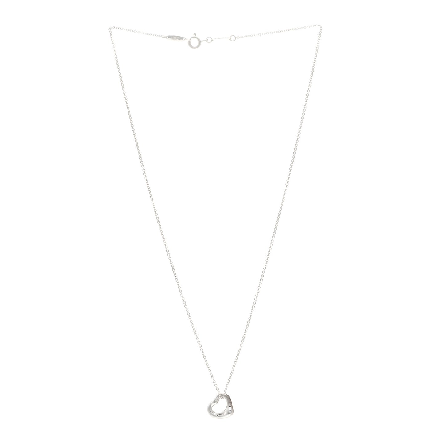Sterling Silver 11mm Elsa Peretti Open Heart Pendant Necklace