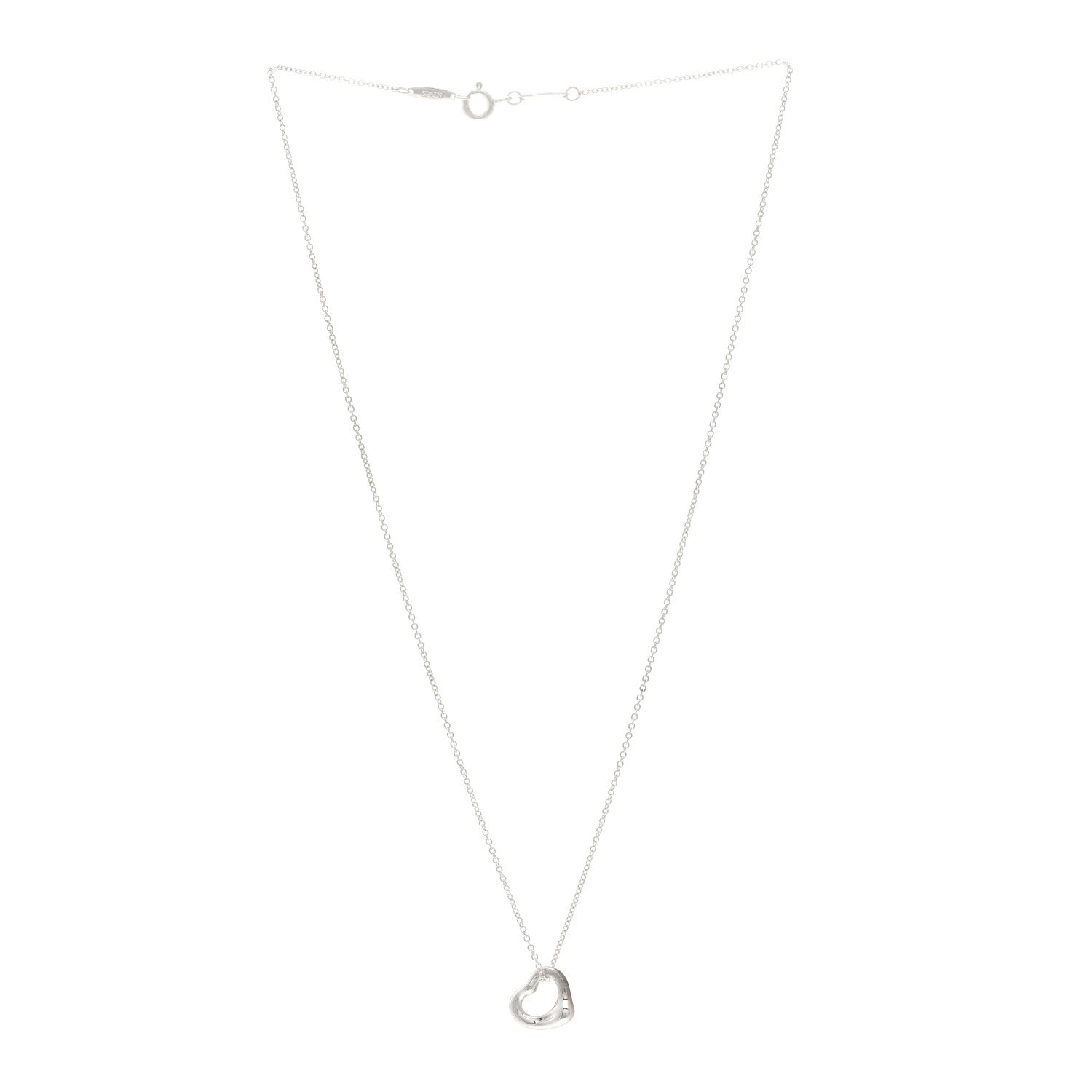 Tiffany Sterling Silver 11mm Elsa Peretti Open Heart Pendant Necklace 3 of 5