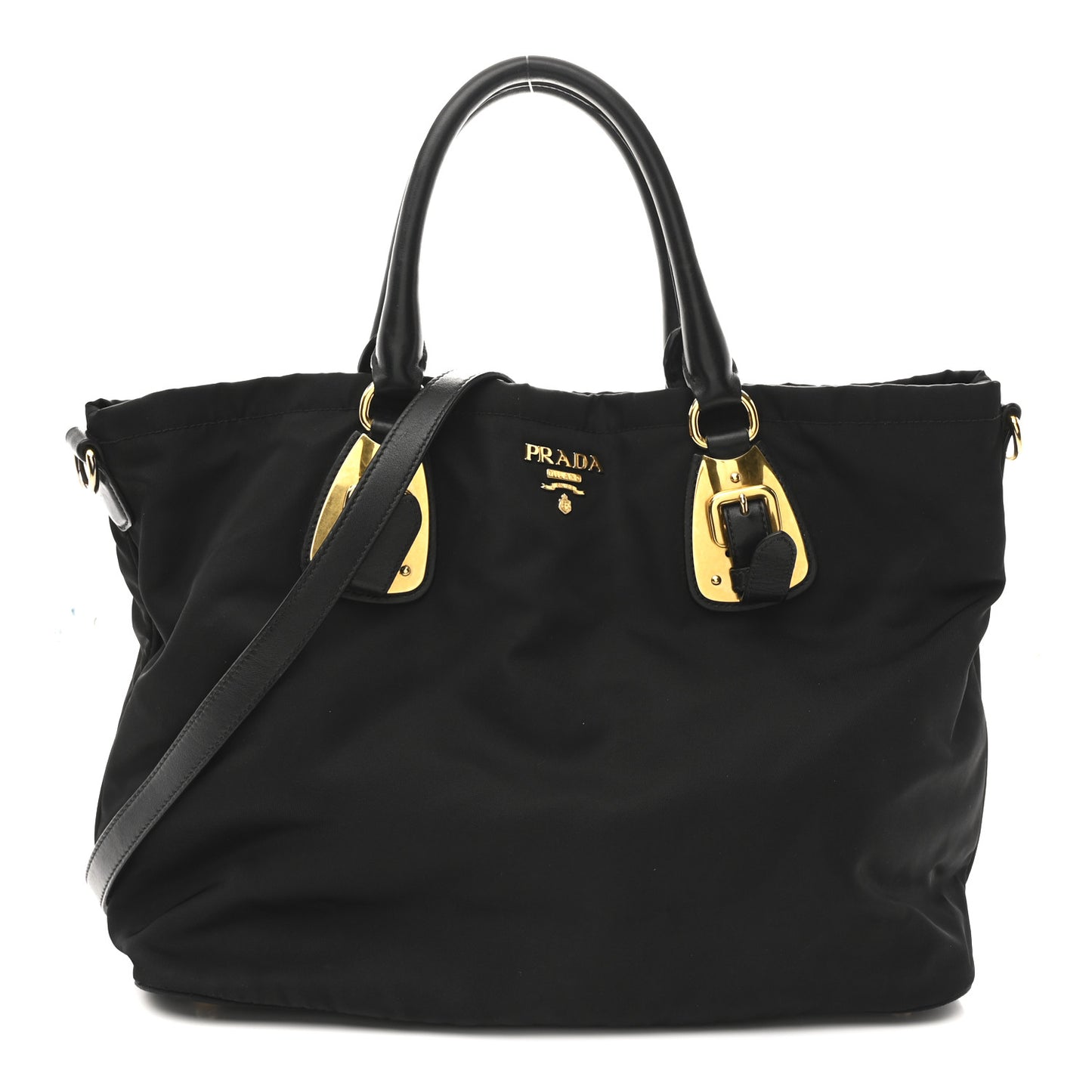 Tessuto Nylon Soft Calfskin Tote Black