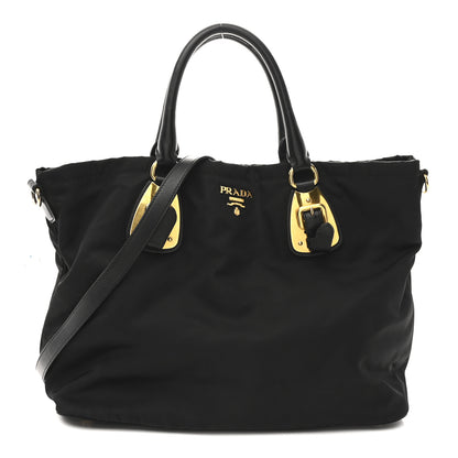 Prada Tessuto Nylon Soft Calfskin Tote Black 1 of 10