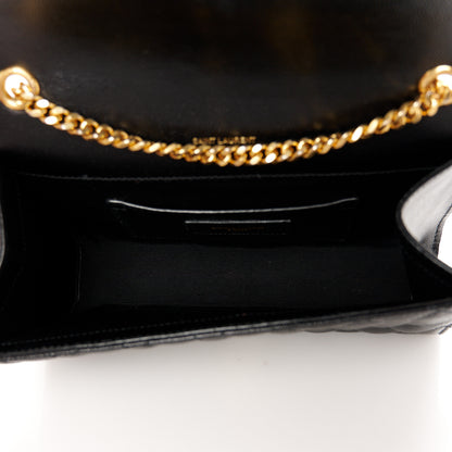Saint Laurent Grain De Poudre Textured Mixed Matelasse Triquilt Small Monogram Satchel Black Blue 5 of 12