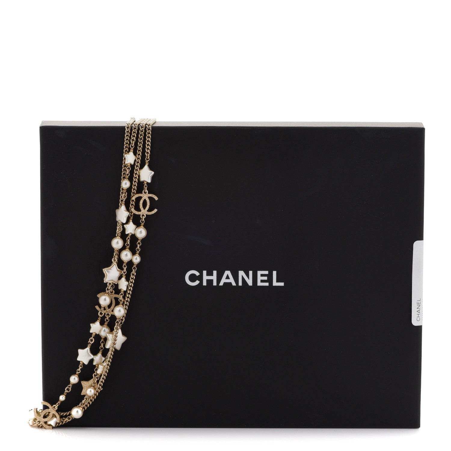 Chanel Metal Resin Pearl Star CC Multi Strand Necklace Gold 6 of 6