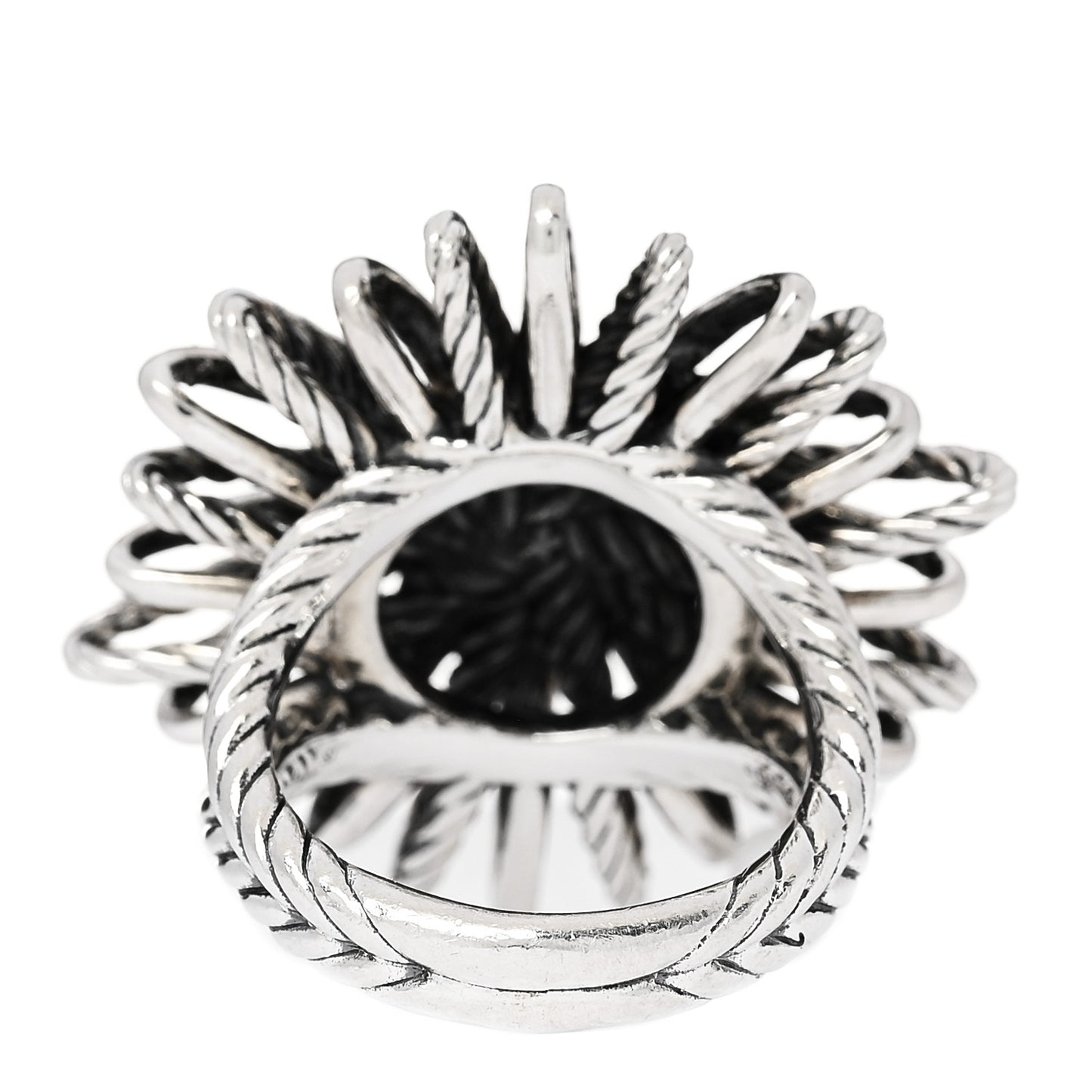 Sterling Silver Diamond 30mm Starburst Ring 52 6