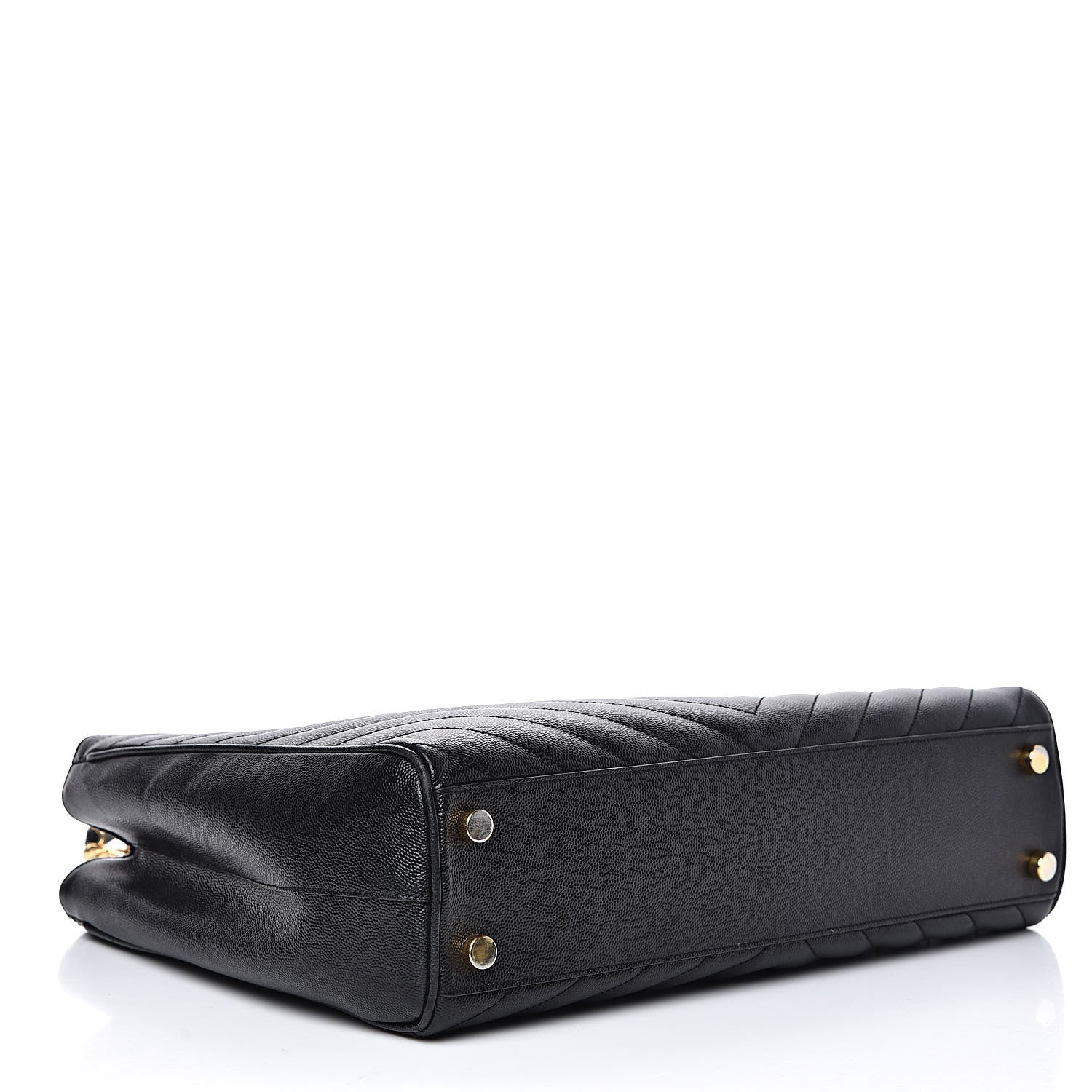 Saint Laurent Grain De Poudre Matelasse Chevron Monogram Shopping Bag Black 4 of 18