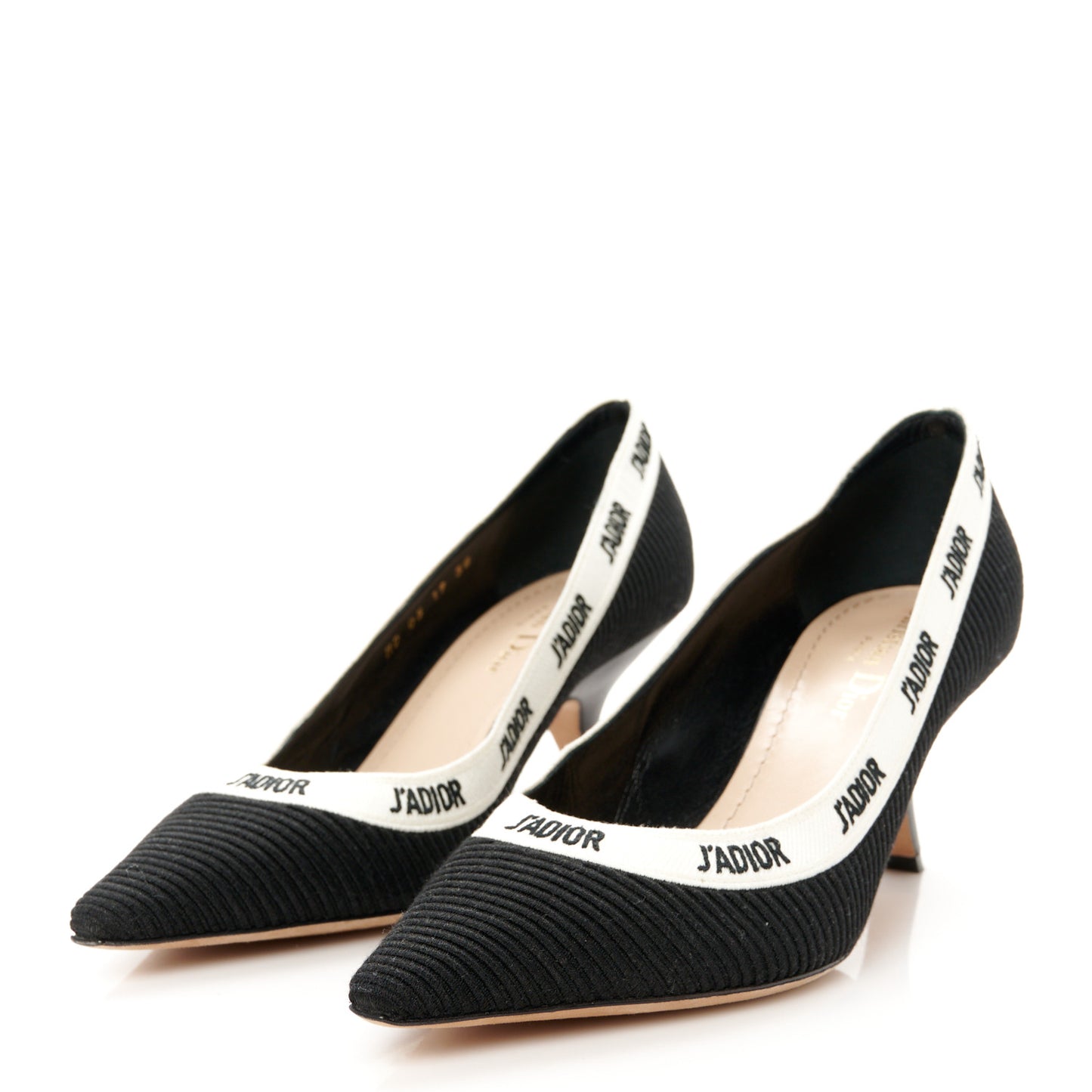 Technical Canvas Ribbon Embroidered J'Adior 65mm Pumps 38 Black