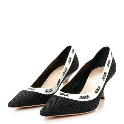 Christian Dior Technical Canvas Ribbon Embroidered J'Adior 65mm Pumps 38 Black 4 of 9