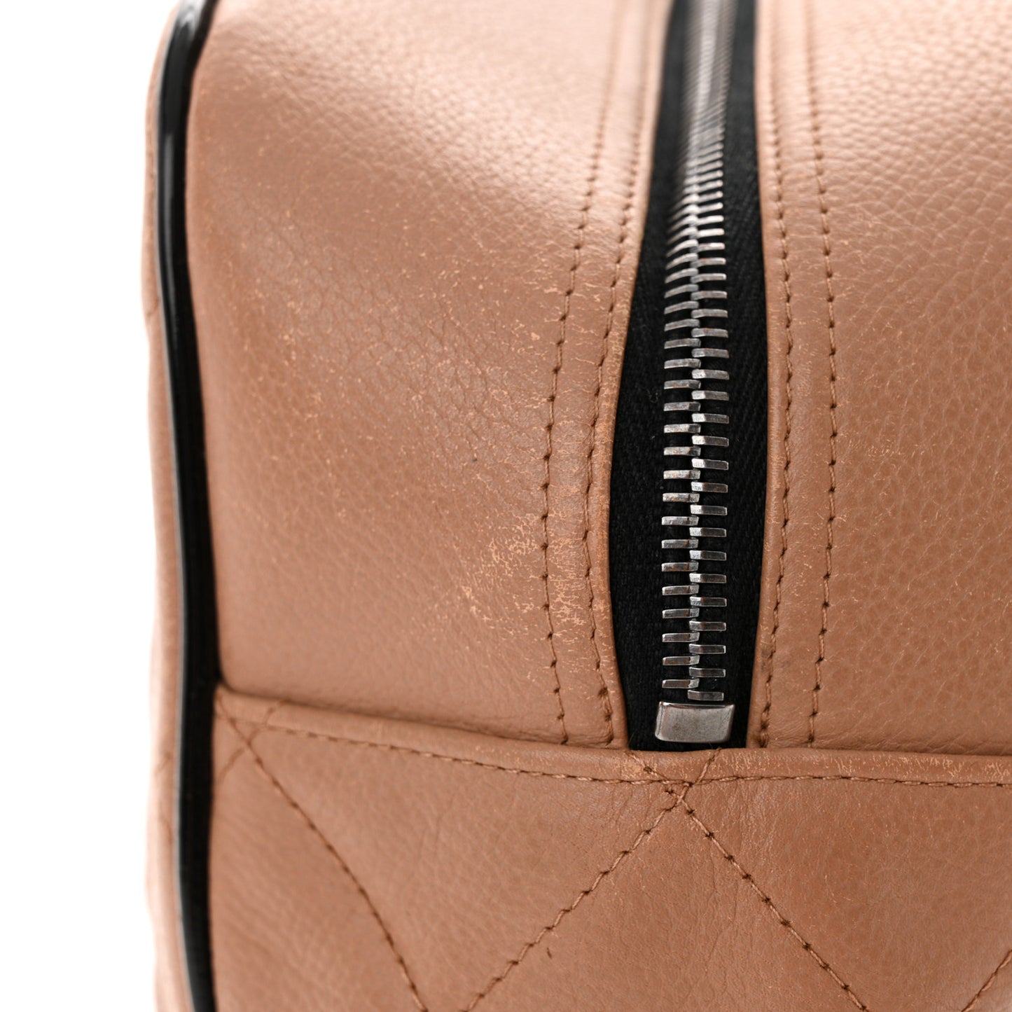 Calfskin Quilted Large Bowler Beige Black