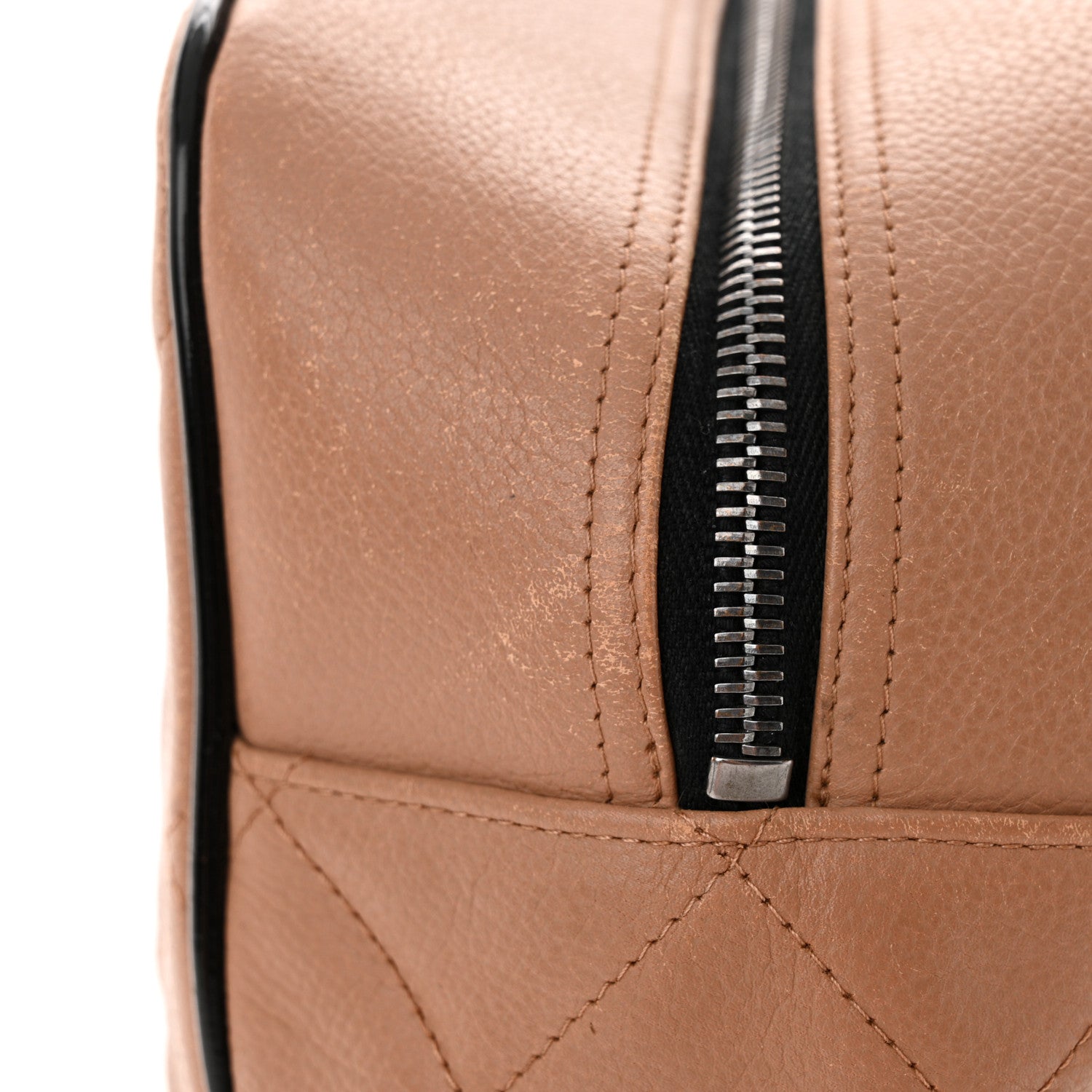 Chanel Calfskin Quilted Large Bowler Beige Black 17 of 19