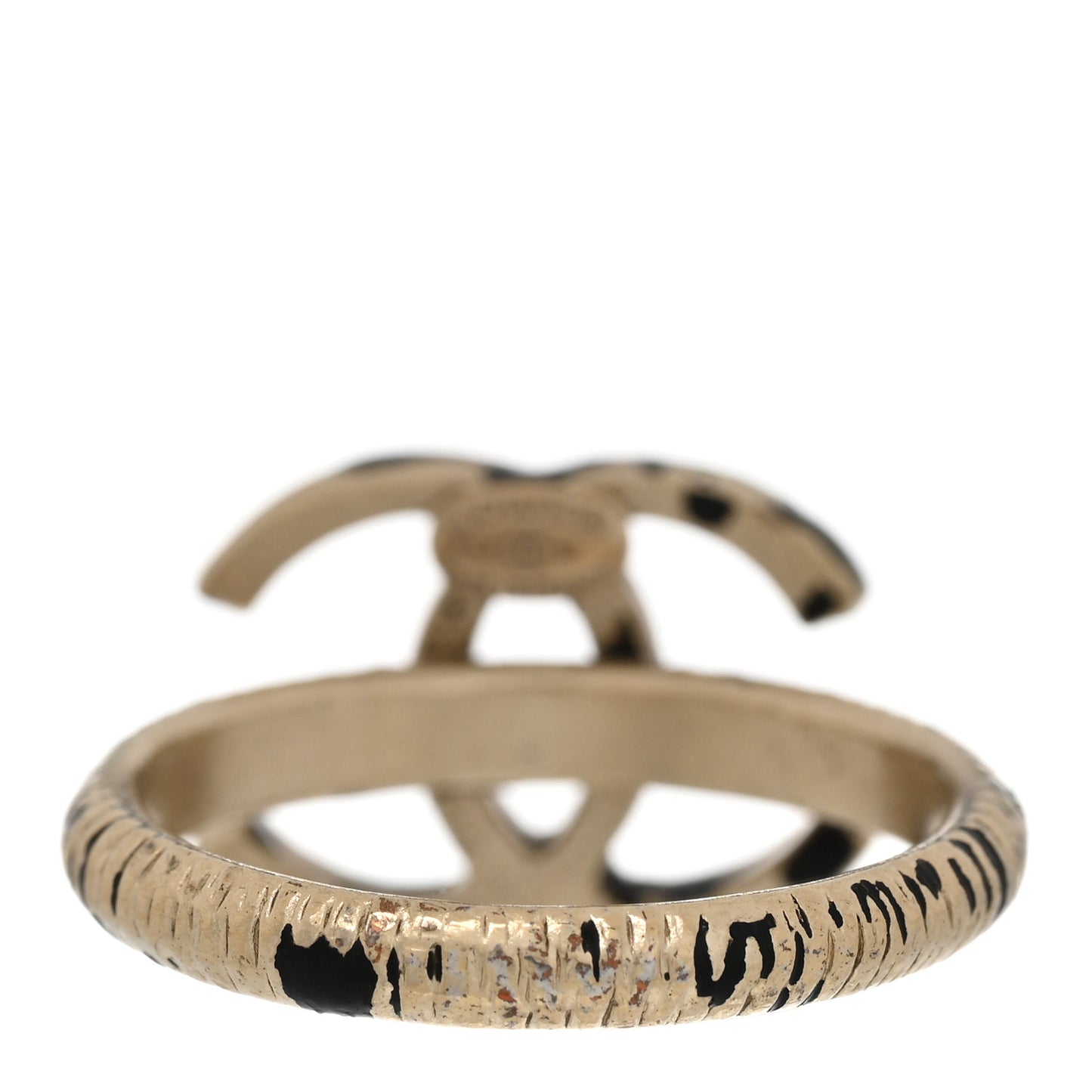 Matte Jackson Pollock Splattered Paint CC Ring 54/7 Gold Black