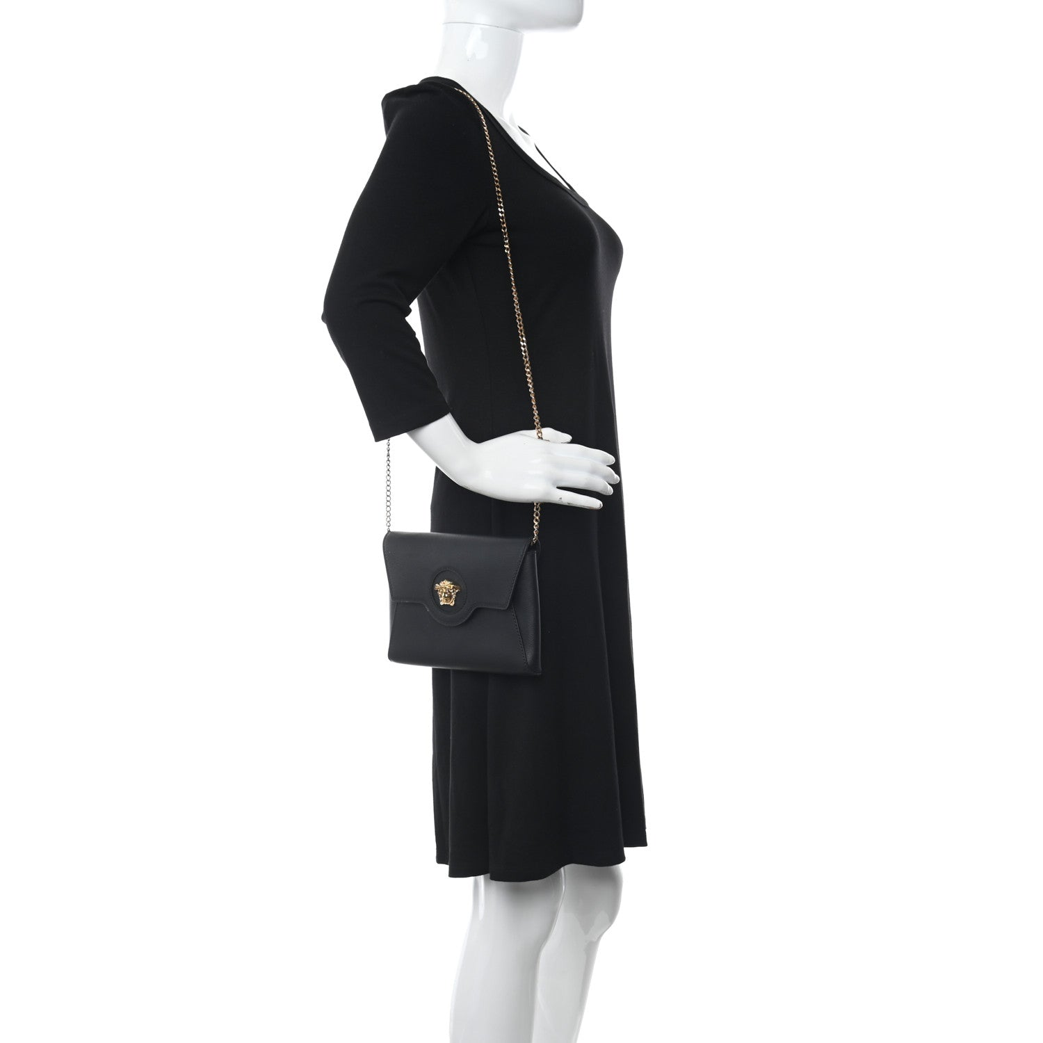 Versace Grained Calfskin La Medusa Chain Crossbody Bag Black 3 of 9