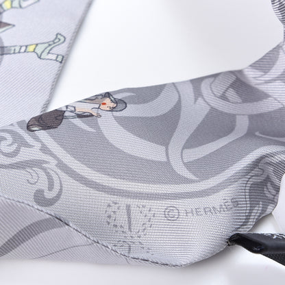 Hermes Silk Ex-Libris Les Parisie Twilly Gris Perle Jaune Soufre 4 of 4