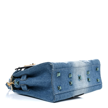 Valentino Garavani Denim Butterfly Small My Rockstud Frame Bag Light Blue 4 of 9
