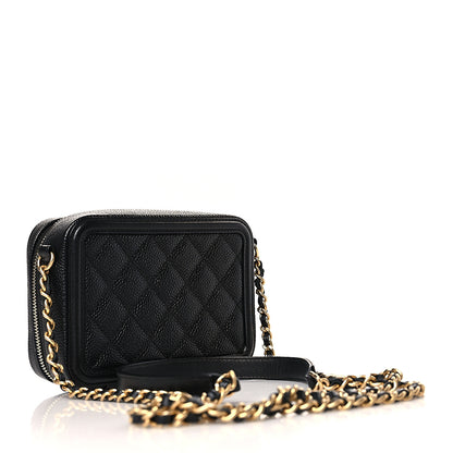 Chanel Caviar Quilted CC Filigree Vanity Clutch With Chain Black 3 of 10