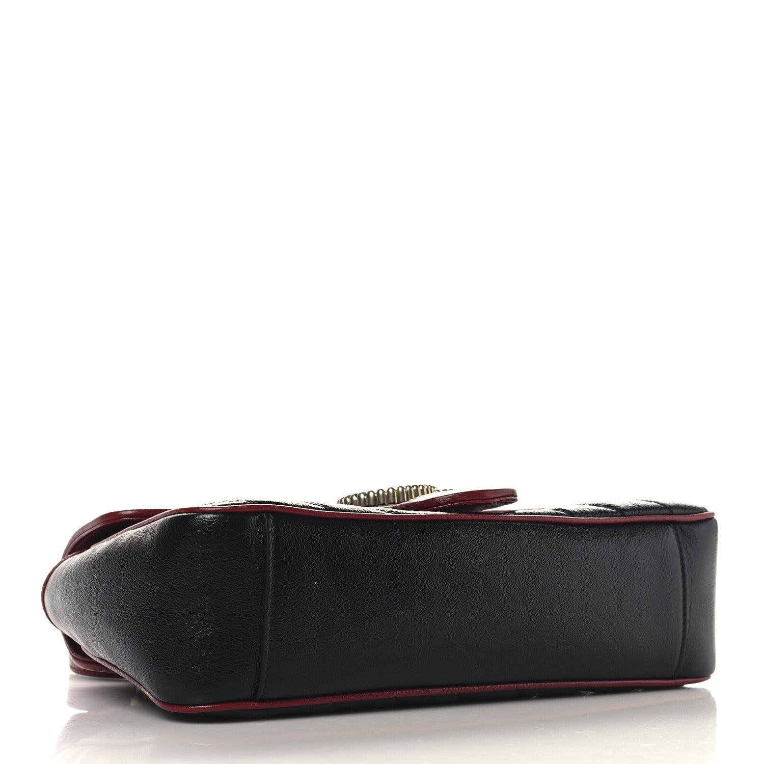 Gucci Vintage Effect Calfskin Matelasse Diagonal Small Torchon GG Marmont Shoulder Bag Black Romantic Cherry 4 of 10