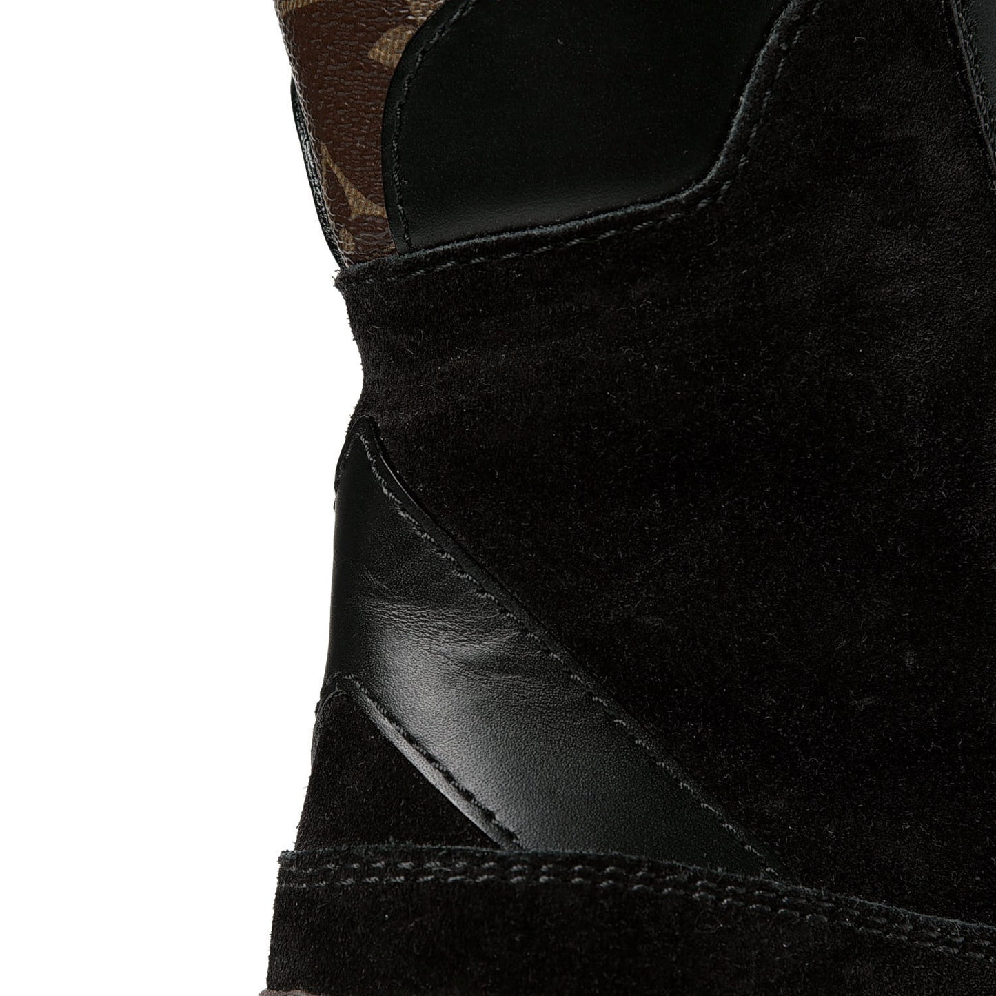 Suede Calfskin Monogram Laureate Platform Desert Boots 35.5 Black