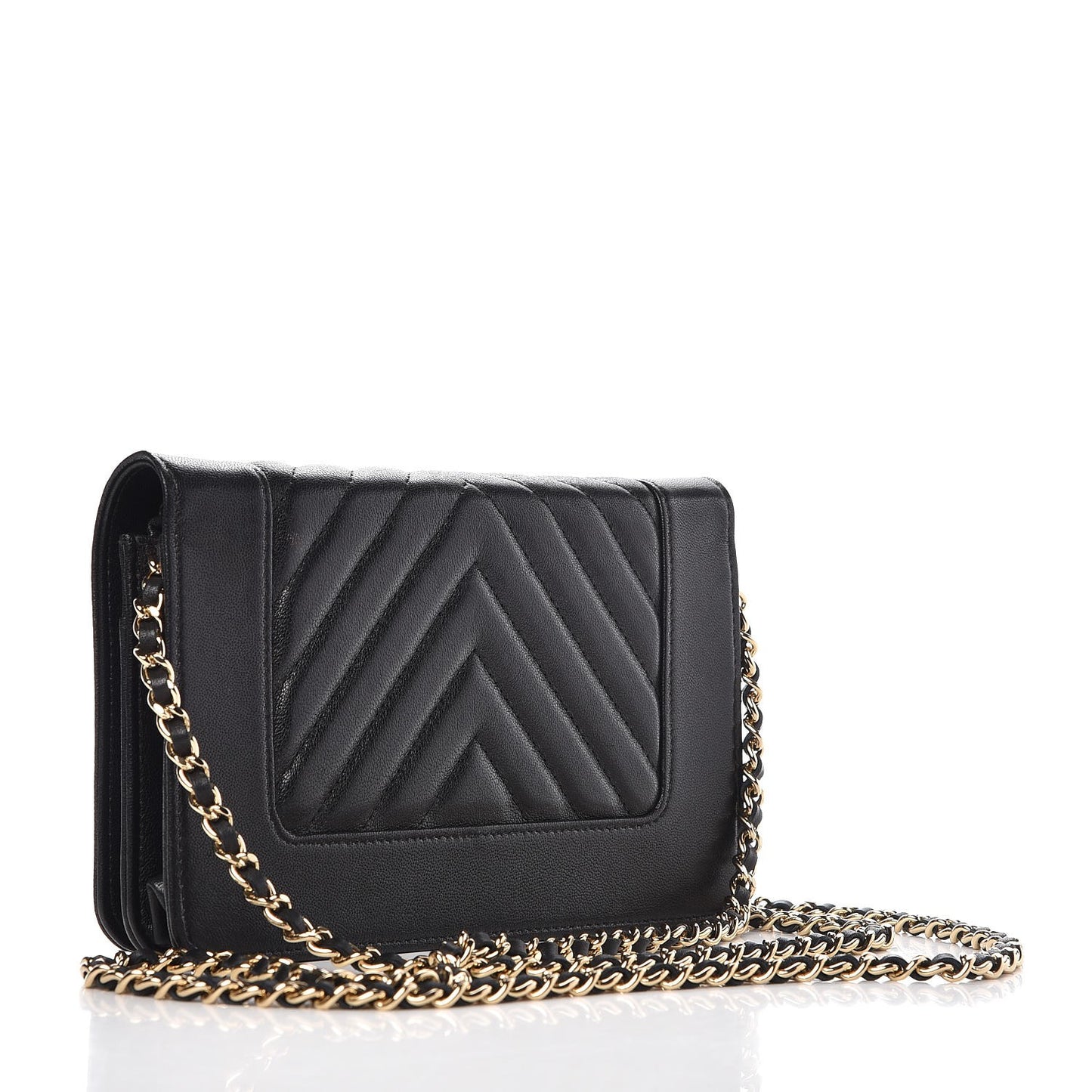Sheepskin Quilted Mademoiselle Vintage Wallet On Chain WOC Black