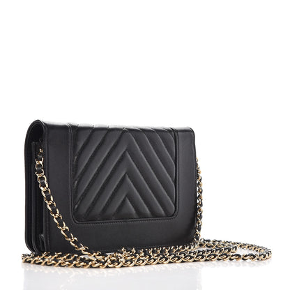 Chanel Sheepskin Quilted Mademoiselle Vintage Wallet On Chain WOC Black 3 of 9
