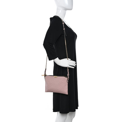 Burberry Signature Grain Calfskin Check Embossed Peyton Crossbody Clutch Bag Pale Orchid 2 of 11