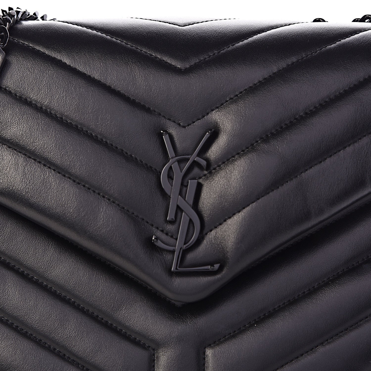 Saint Laurent Calfskin Y Quilted Monogram Medium Loulou Chain Satchel Black 8 of 12