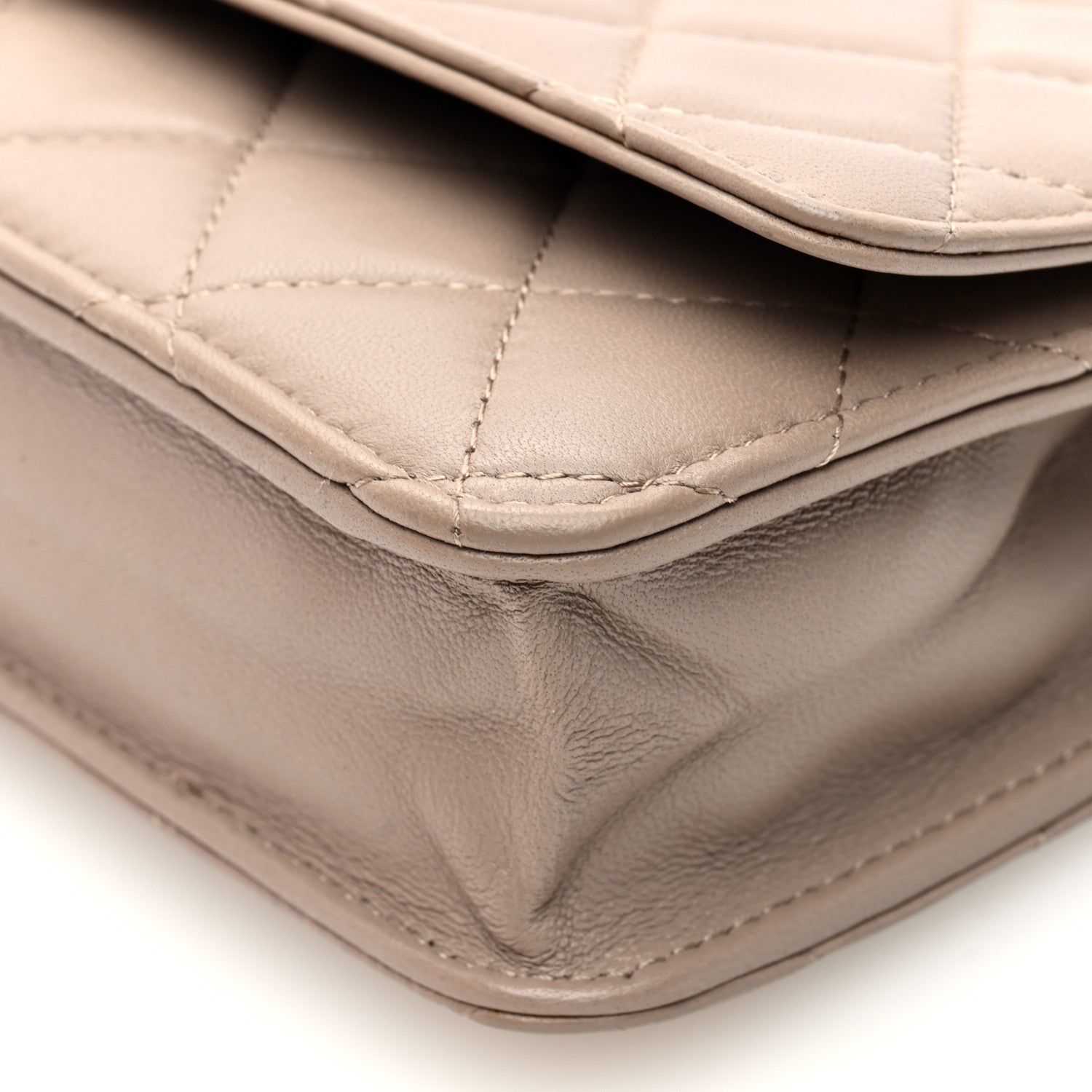 Chanel Lambskin Quilted Wallet On Chain WOC Taupe 10 of 10