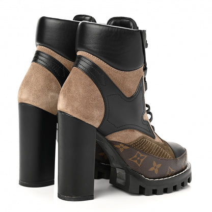 Louis Vuitton Suede Calfskin Monogram Star Trail Ankle Boots 36 Khaki 4 of 8
