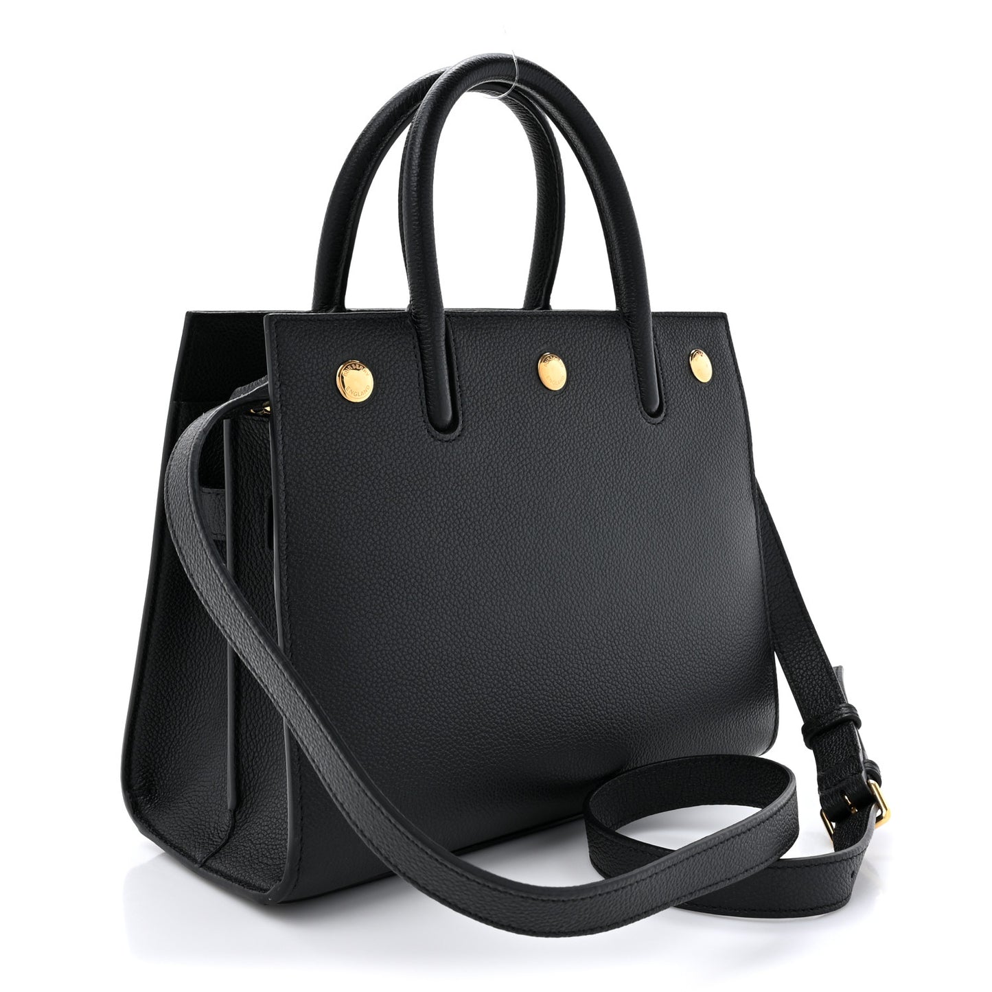 Grainy Calfskin Mini Two Handle Title Bag Black