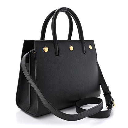 Burberry Grainy Calfskin Mini Two Handle Title Bag Black 3 of 9