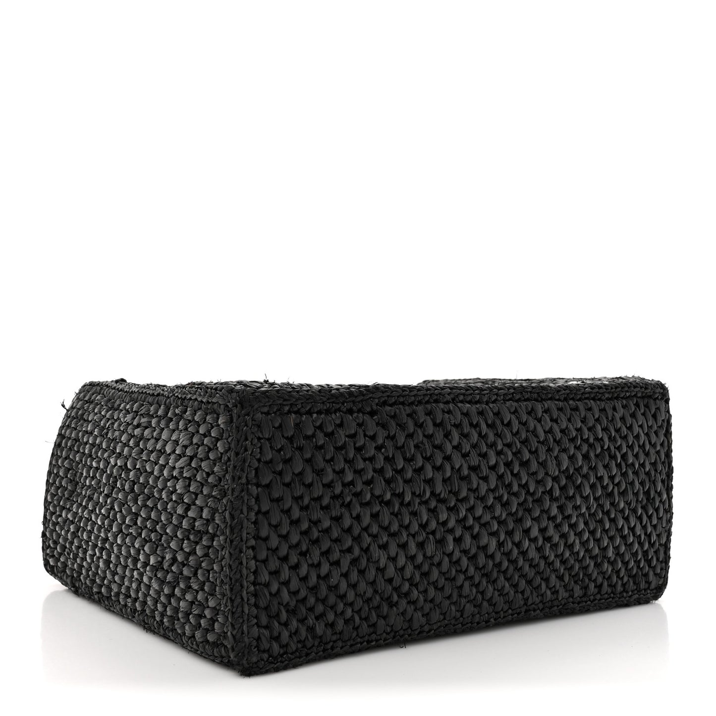 Raffia Small Paula's Ibiza Logo Tote Black White