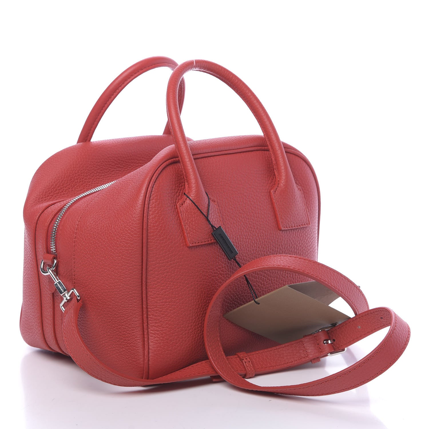 Burberry Soft Grain Calfskin Small Cube Bowling Bag Bright Red 3 of 9