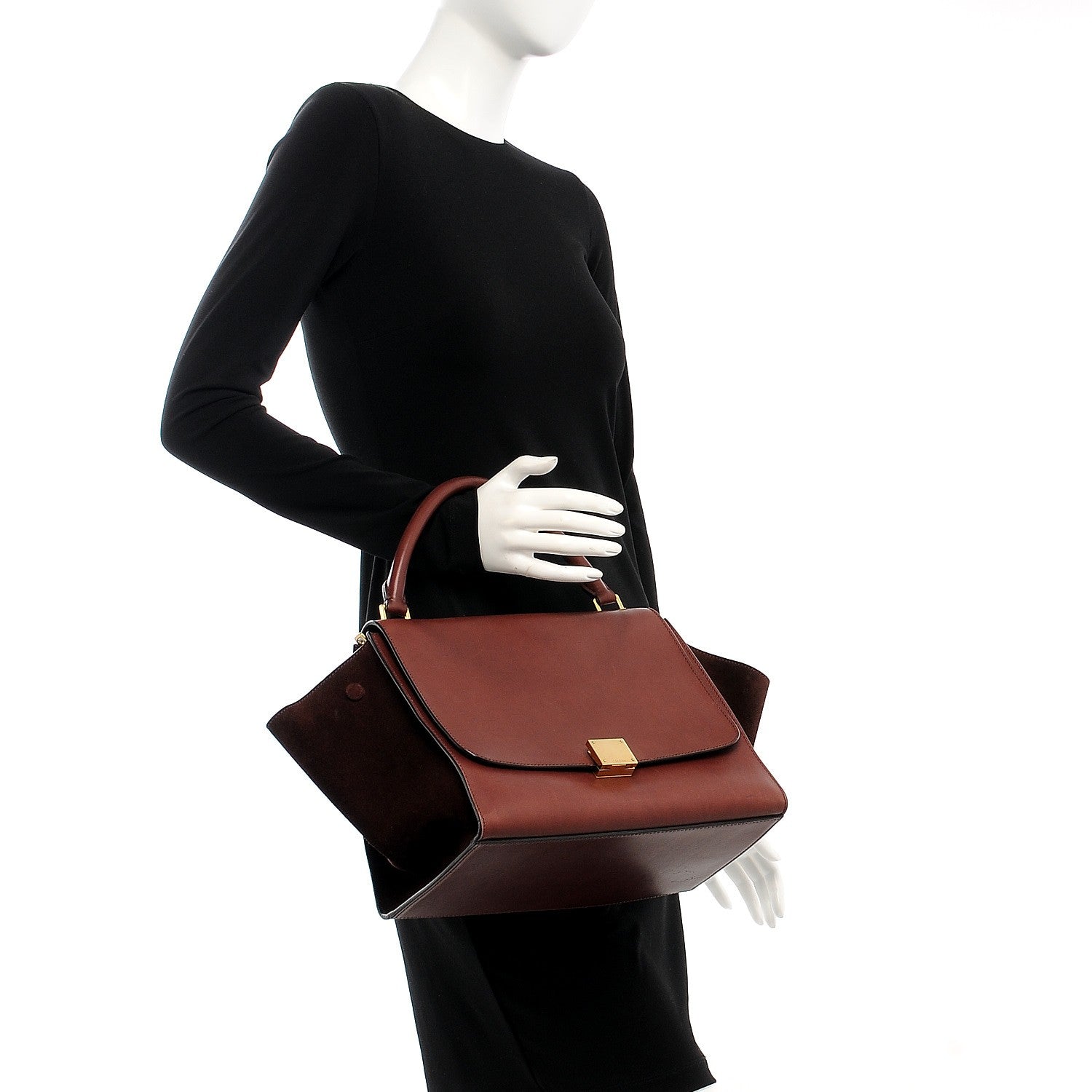 Celine Smooth Calfskin Suede Medium Trapeze Burgundy 3 of 9