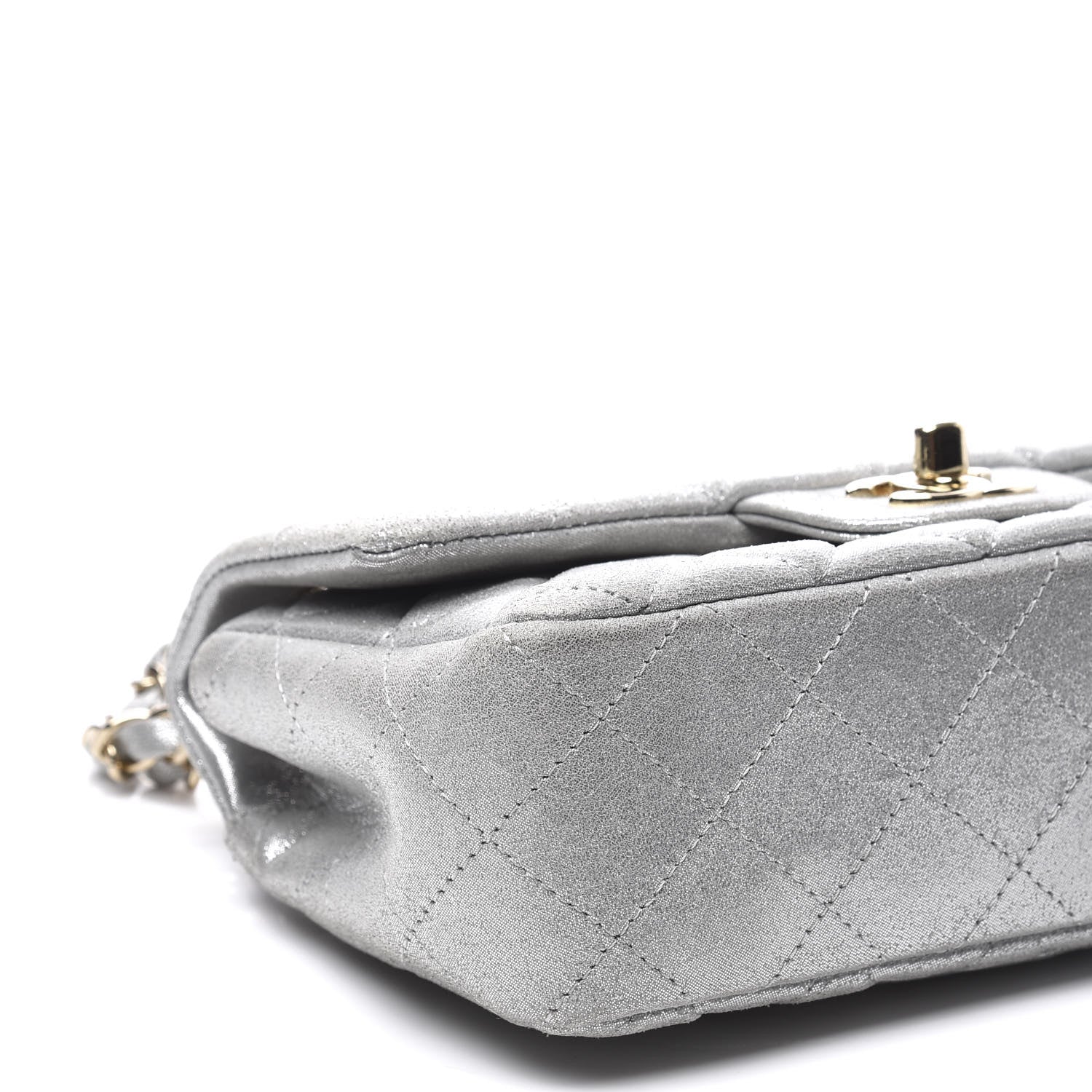 Chanel Iridescent Calfskin Quilted Mini Rectangular Flap Silver 7 of 9
