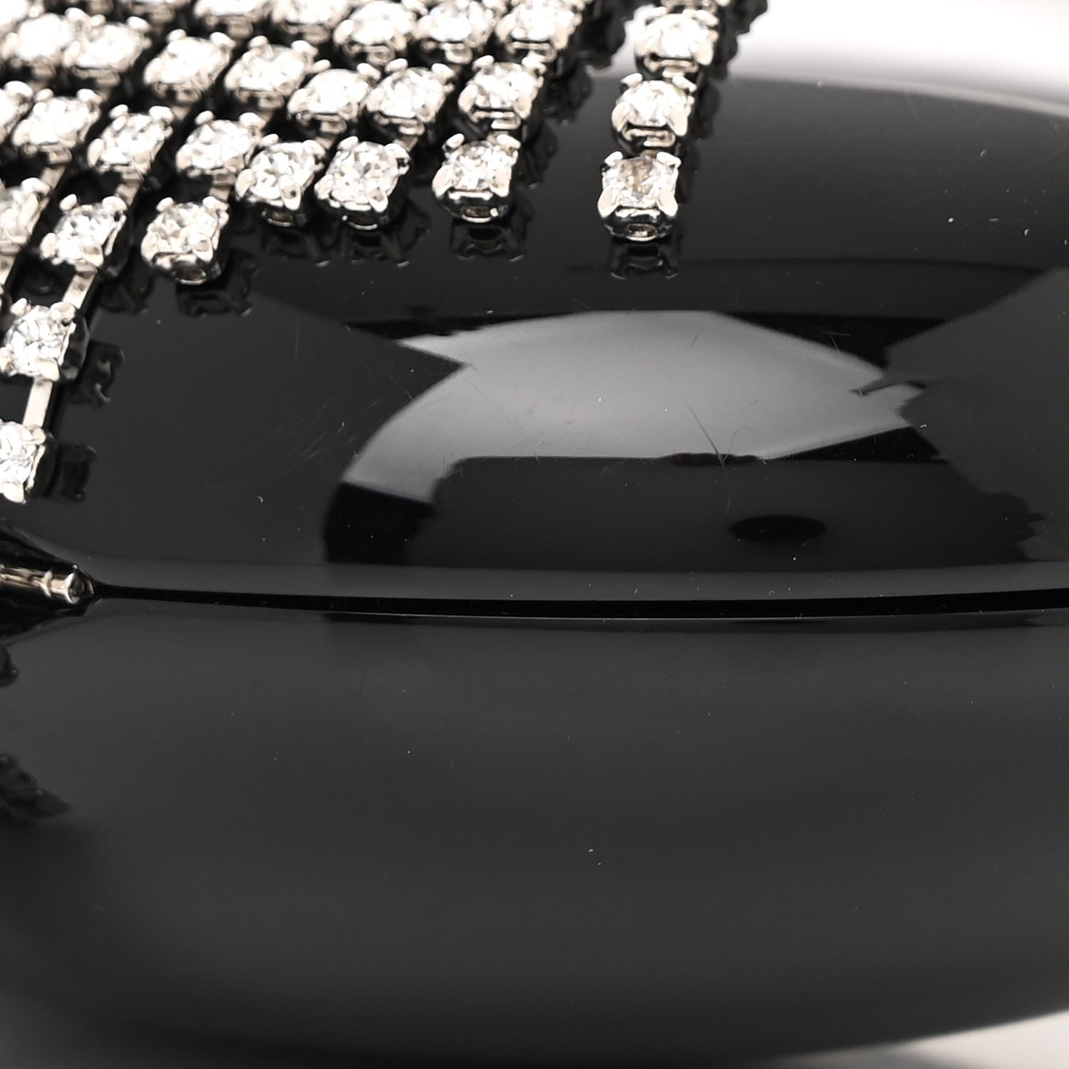 Chanel Resin Crystal Chain Fringe CC Oval Minaudiere Black 10 of 12