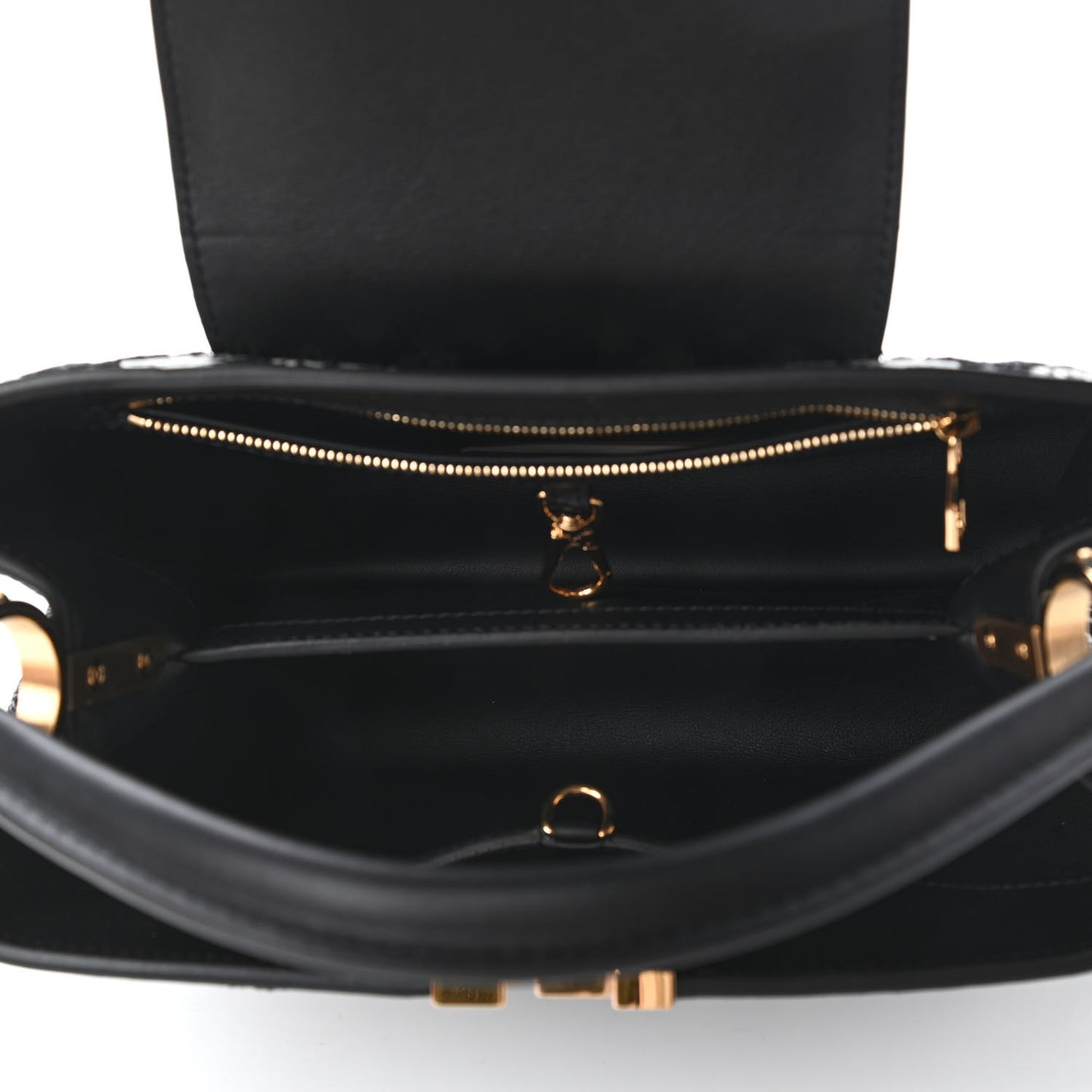Calfskin Since 1854 Embroidered Capucines PM Black