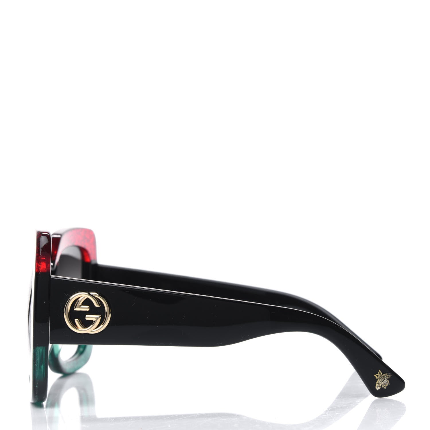 Gucci Acetate Square Frame Sunglasses GG0083S Glitter Red Black Green 3 of 4