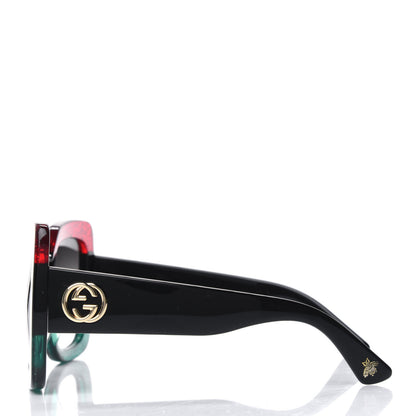 Gucci Acetate Square Frame Sunglasses GG0083S Glitter Red Black Green 3 of 4