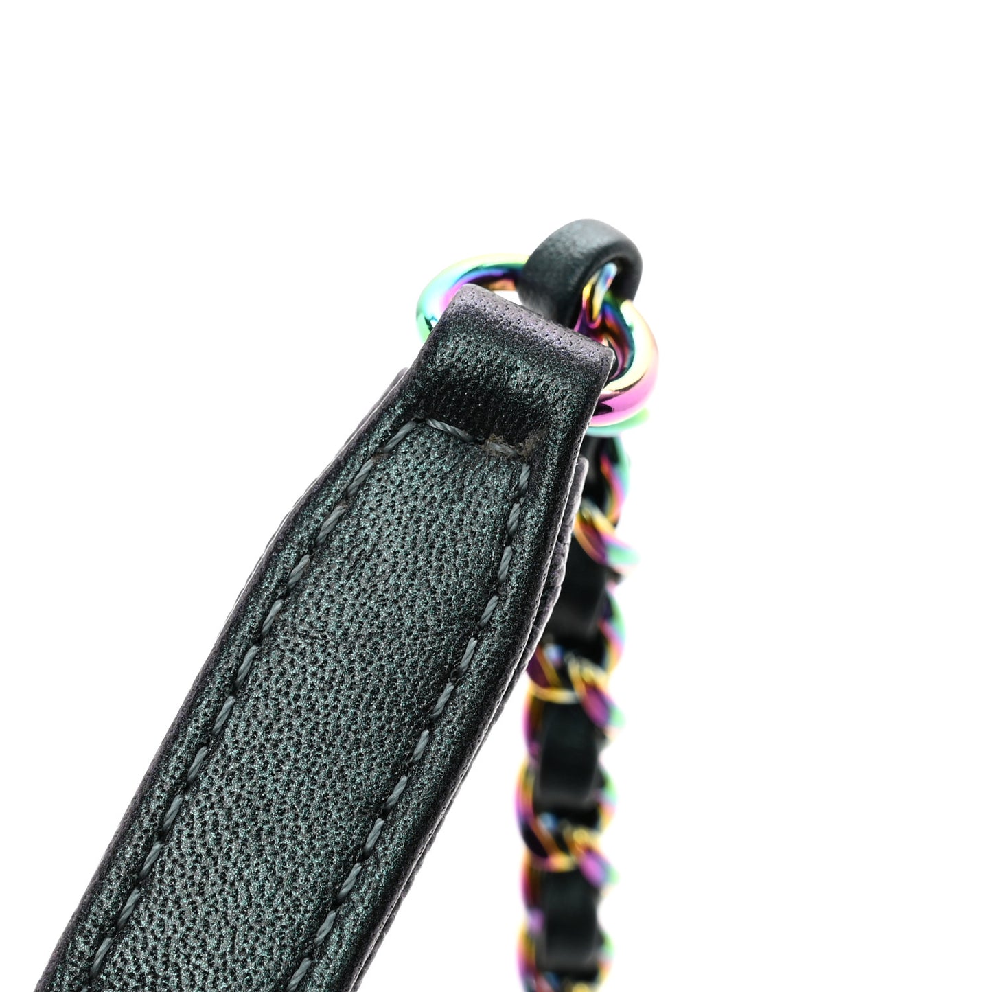 Iridescent Caviar Quilted Small CC Filigree Vanity Case Dark Turquoise