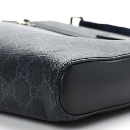 Gucci GG Supreme Monogram Appia Calfskin Web Flat Messenger Bag Black Grey 10 of 10