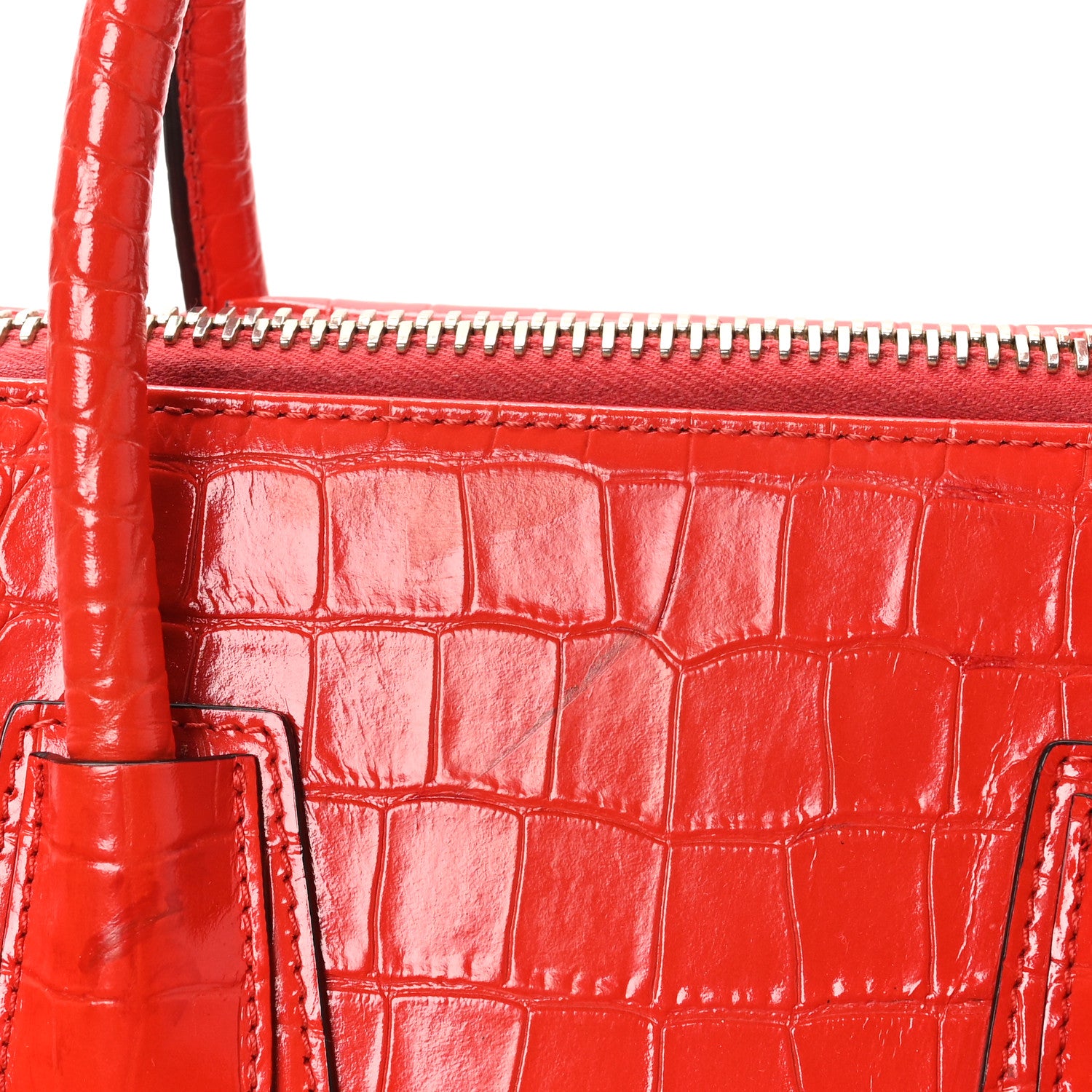 Givenchy Calfskin Crocodile Embossed Small Antigona Red 12 of 13