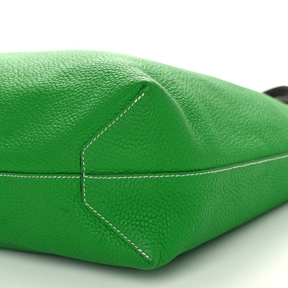 Hermes Taurillon Clemence Double Sens 36 Reversible Tote Vert De Gris Bamboo 15 of 15