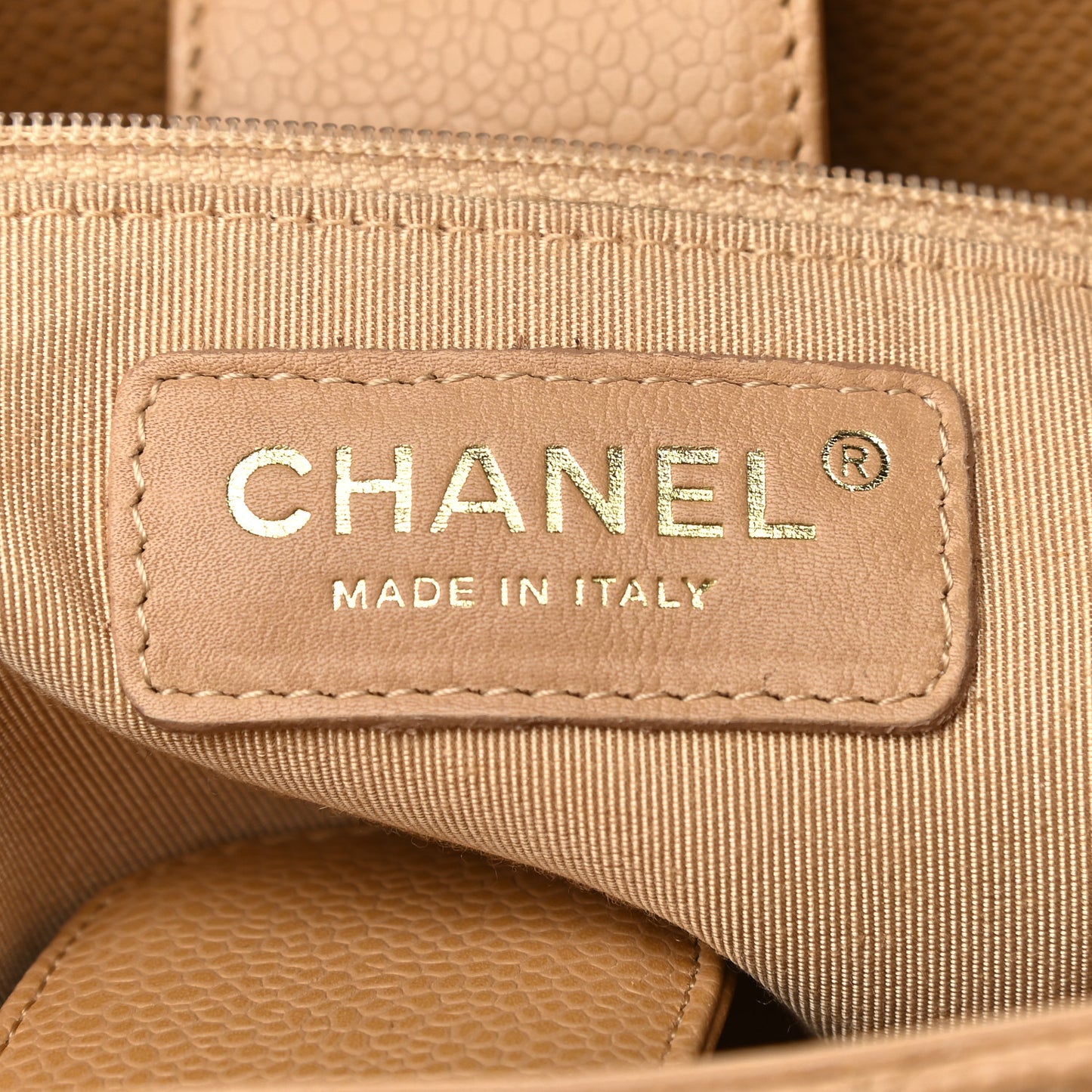 Caviar Quilted Petit Shopping Tote PST Beige