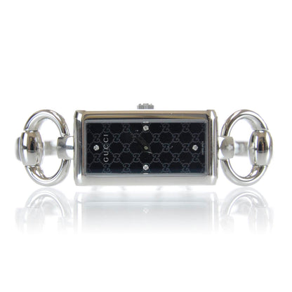 Gucci Stainless Steel Diamond 17mm Tornabuoni Quartz Watch Black 1 of 6